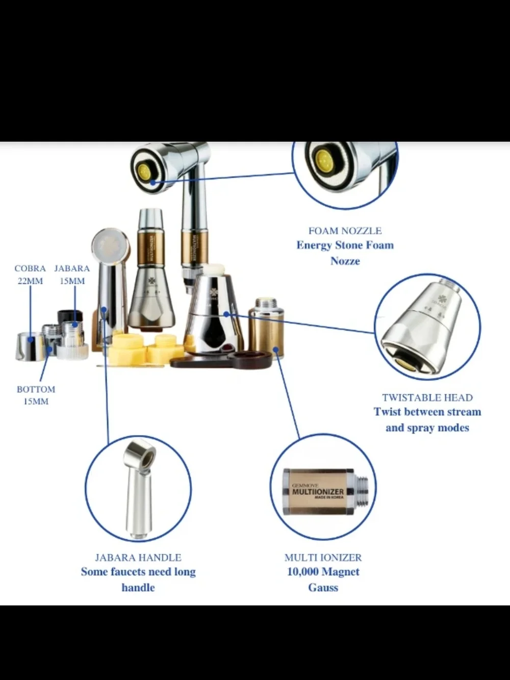 Gemma Chrome and Gold Replacement Kit - Multi-Piece Faucet Accessory Set